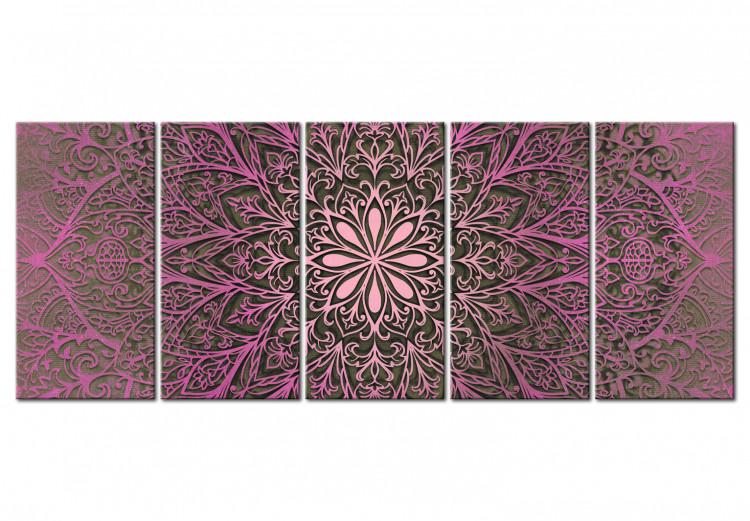 Obraz na płótnie Różowo-brązowa mandala - grafika przedstawiająca fragment wzoru