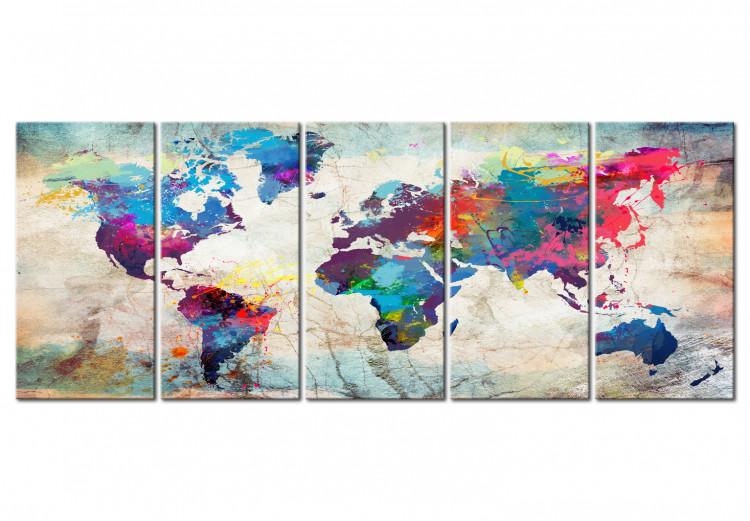 Obraz na płótnie Mapa świata: Pęknięta ściana