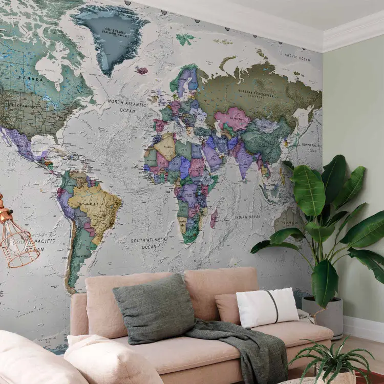 Nauka geografii - mapa świata z podpisanymi państwami po angielsku