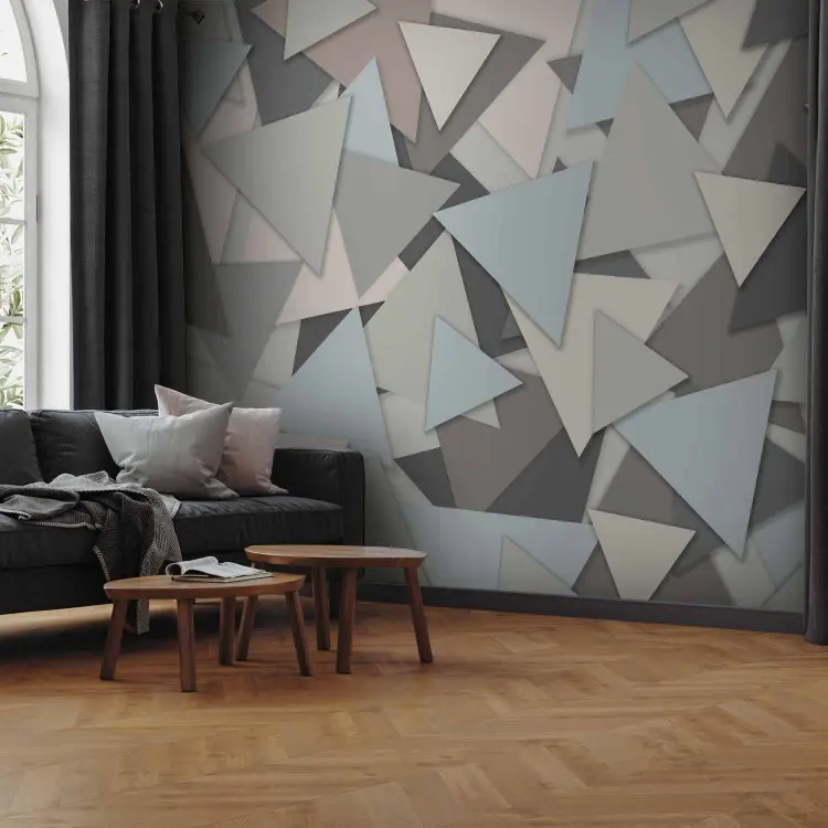 Abstrakcyjna układanka - geometryczna kompozycja w beżowe trójkąty
