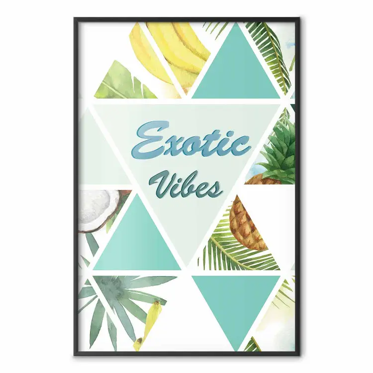 Exotic vibes - abstrakcyjna kompozycja z tropikalnymi owocami i liśćmi