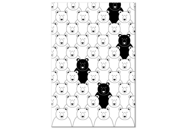Obraz na płótnie Bajkowe niedźwiedzie (1-częściowy) - zwierzęcy świat w czerni i bieli