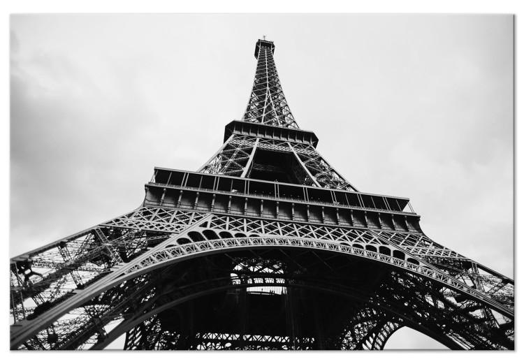 Obraz na płótnie Ikona Paryża (1-częściowy) - czarno-biała architektura Wieży Eiffla