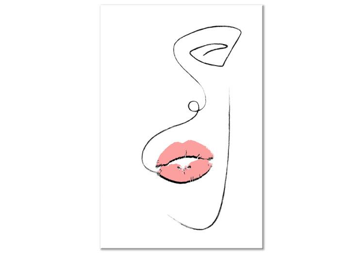 Obraz na płótnie Kobiece usta (1-częściowy) - czarno-biały zarys delikatnej twarzy