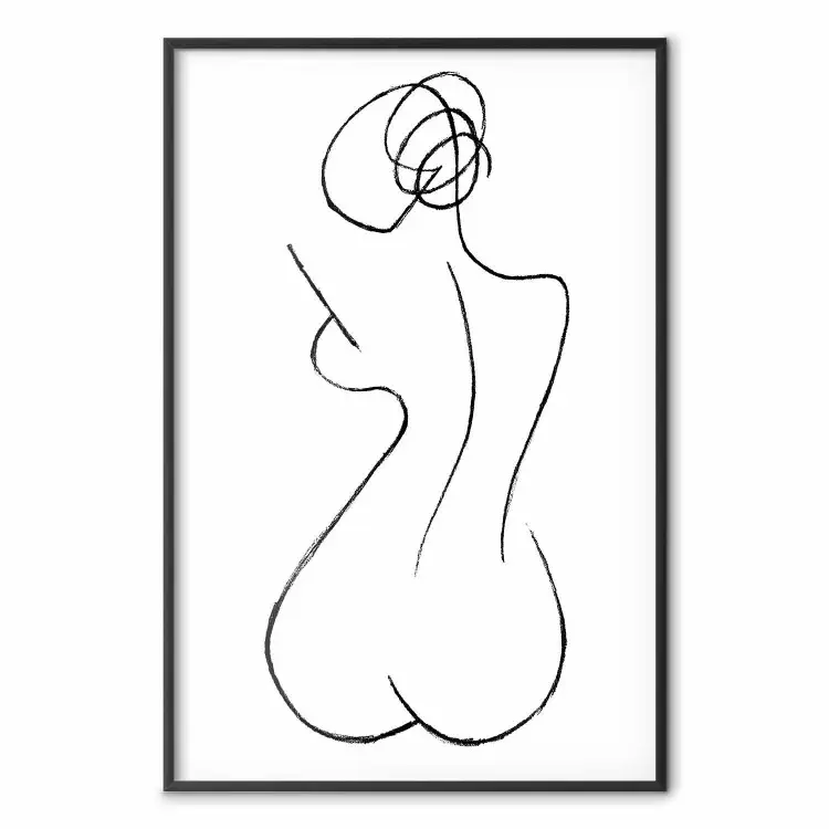 Kobiece kształty - minimalistyczny czarno-biały lineart z kobietą