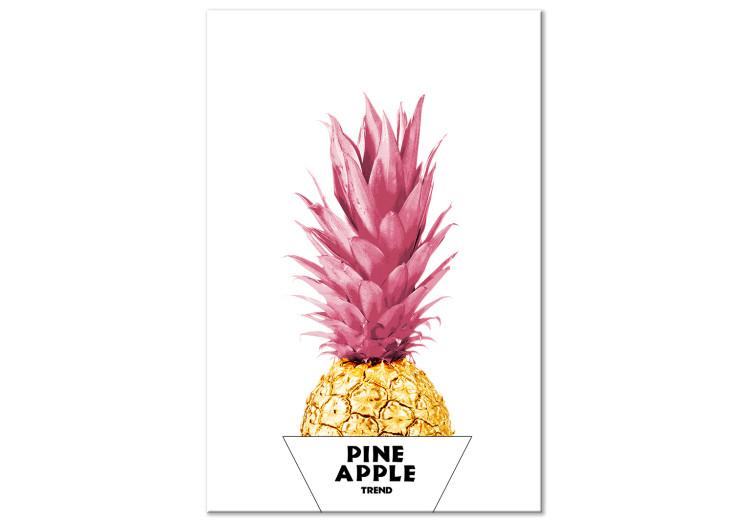 Obraz na płótnie Stylowy ananas- grafika z złoto-różowy owocem w białym pudełku