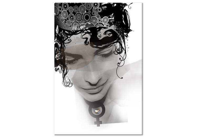 Obraz na płótnie Znak kobiecości (1-częściowy) - twarz z czarno-białymi dodatkami