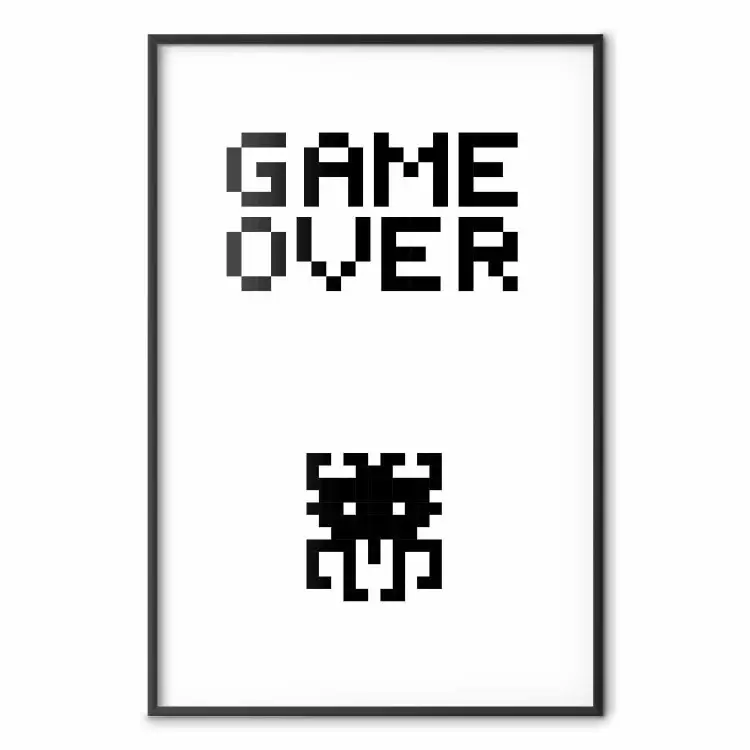 Game over - czarno-biała kompozycja z pikseli z angielskim napisem