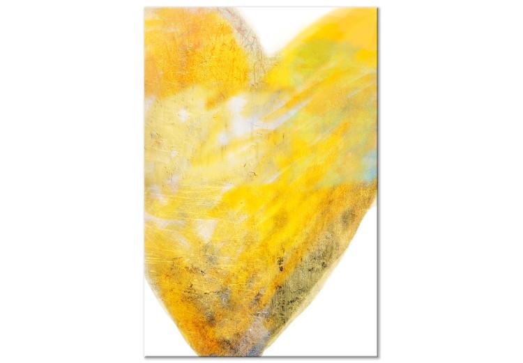 Obraz na płótnie Malowane sercem (1-częściowy) - sztuka miłości w żółtym odcieniu