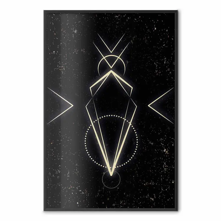 Metafizyczny symbol - geometryczna złota kompozycja na czarnym tle