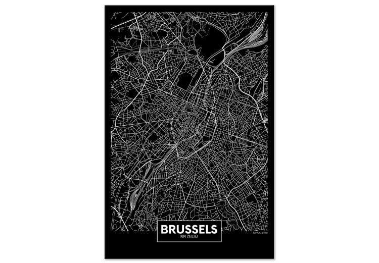 Obraz na płótnie Bruksela - mapa stolicy Belgii w kolorze czarno-białym z lotu ptaka