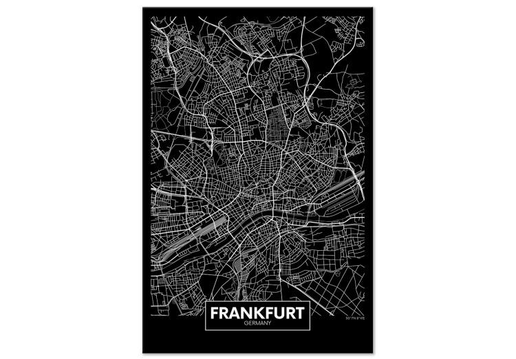 Obraz na płótnie Czarna mapa Frankfurtu - czarno-biała mapa z napisami w języku angielskim