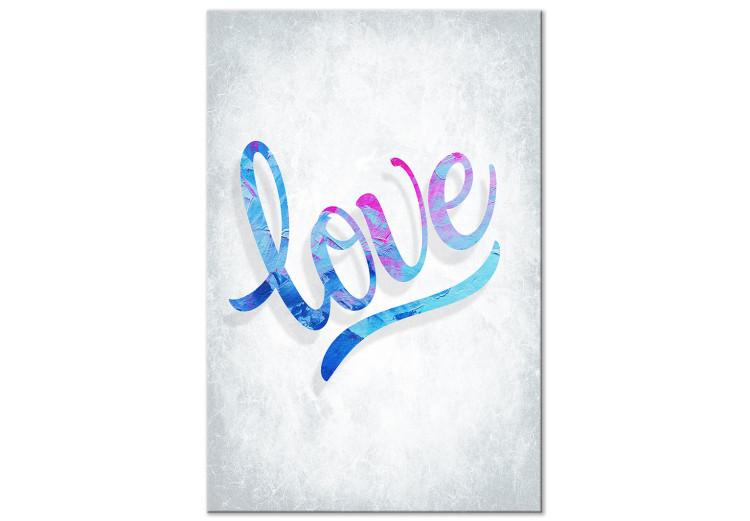 Obraz na płótnie Love - napis miłość po angielsku w niebieskich kolorach na szarym tle