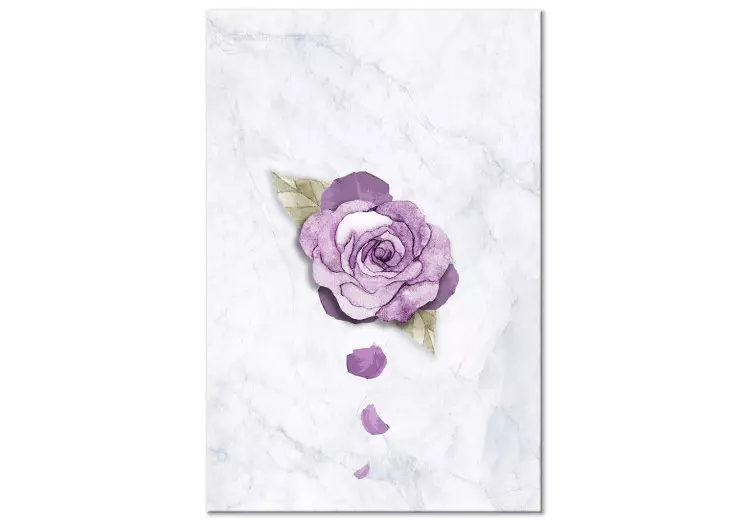 Akwarelowa róża - fioletowa roślina na jasnym, marmurowym tle