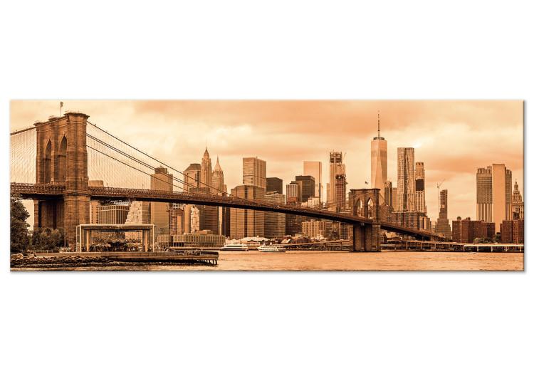 Obraz na płótnie Manhattan w Panoramie - słynny most w Manhattanie w odcieniach sepii