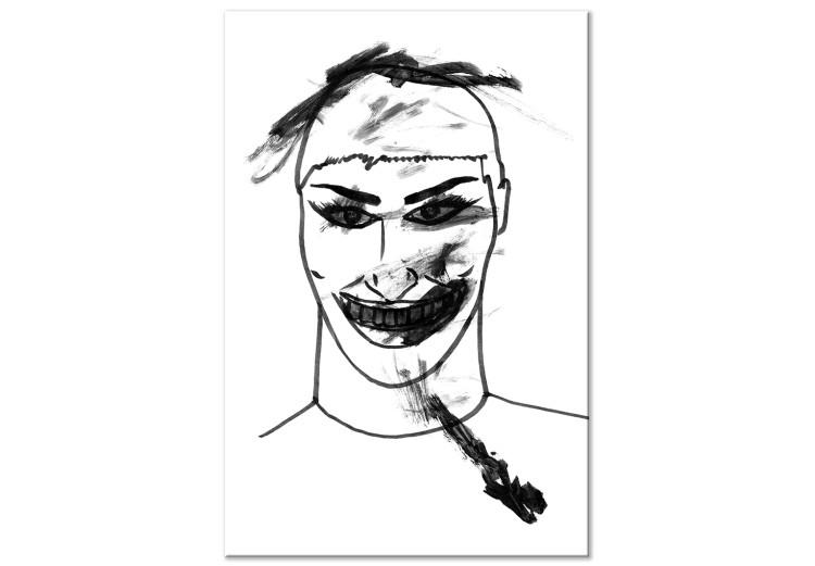Obraz na płótnie Is this a Joke(r)? - groteskowy, czarno-biały linearny portret