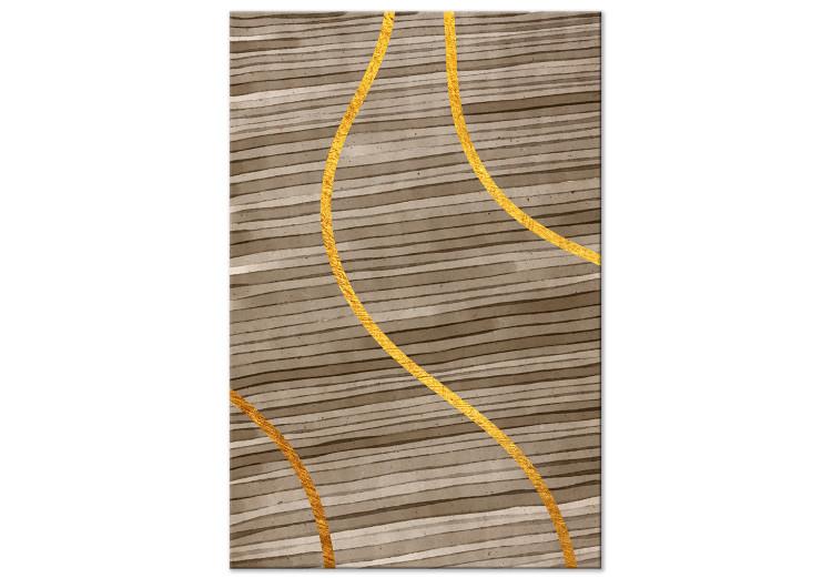 Obraz na płótnie Złote strugi - abstrakcyjne tło z liniami przeciętymi złotymi wstęgami