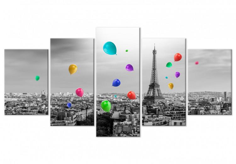 Obraz na płótnie Paryski balonik (5-częściowy) szeroki kolorowy