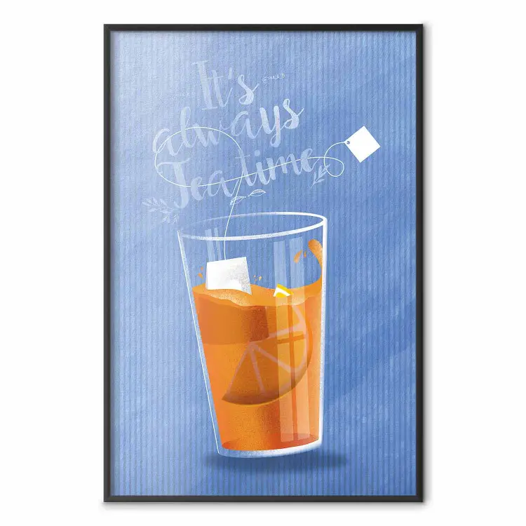It's Always Tea Time - pomarańczowa szklanka z napisami po angielsku