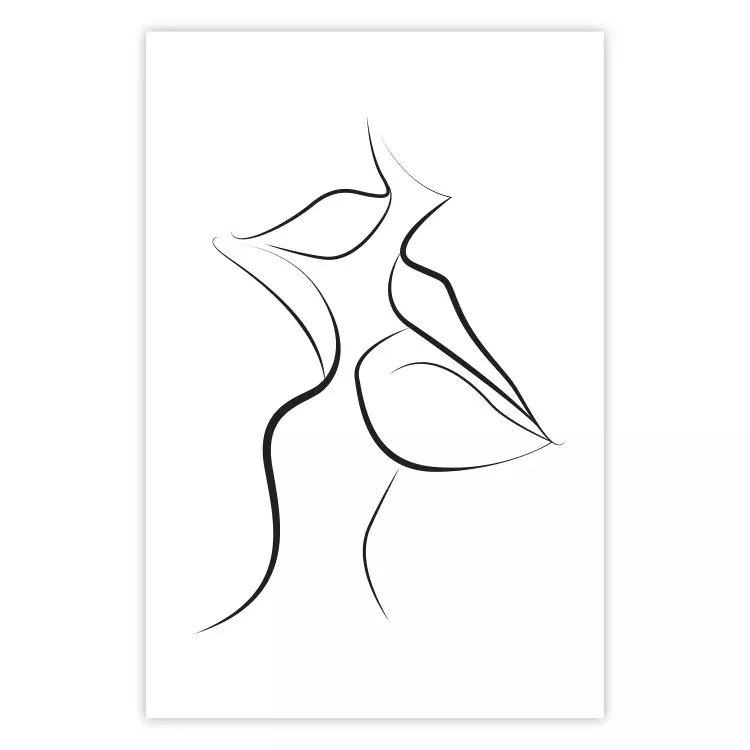Pierwszy pocałunek - czarno-biały line art ust w formie abstrakcji