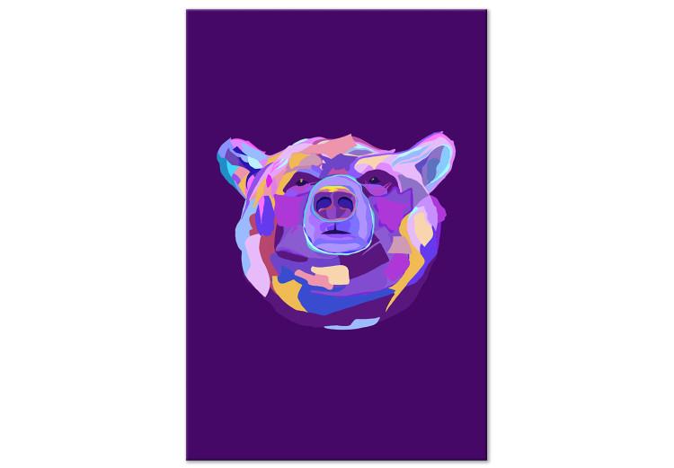 Obraz na płótnie Fioletowy niedźwiedź - abstrakcyjne, kolorowe zwierzę na ciemnym tle
