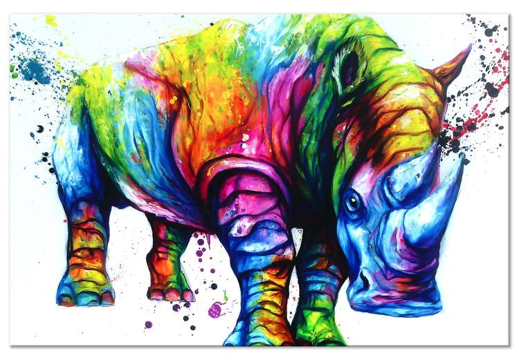 Obraz na płótnie Kolorowy nosorożec (1-częściowy) szeroki