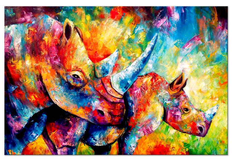 Obraz na płótnie Kolorowe nosorożce (1-częściowy) szeroki