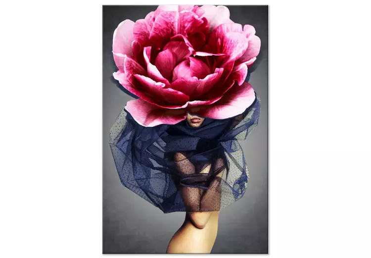 Kobieta kwiat (1-częściowy) pionowy - eklektyczna abstrakcja z piwonią