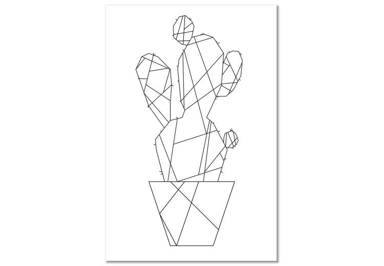 Obraz na płótnie Czarne kontury kaktusa w doniczce -  abstrakcja na białym tle