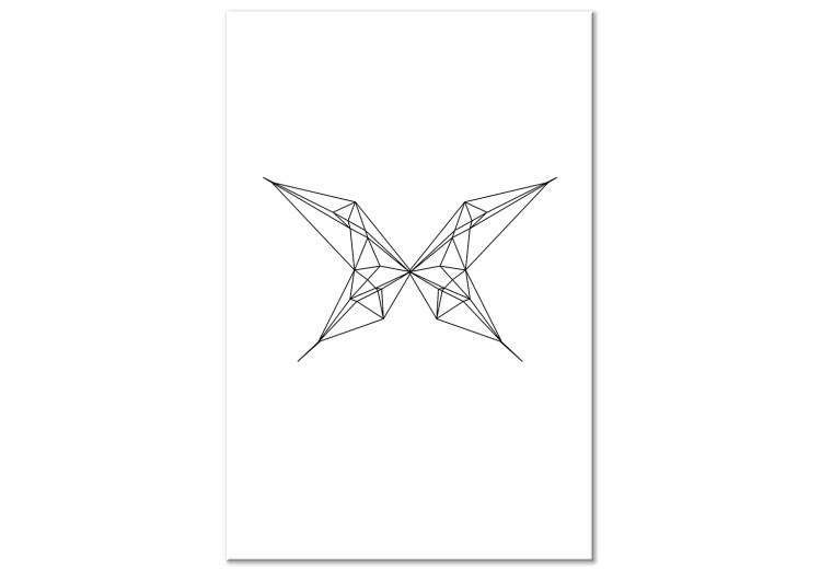 Obraz na płótnie Czarne kontury motyla w locie - biała, geometryczna abstrakcja