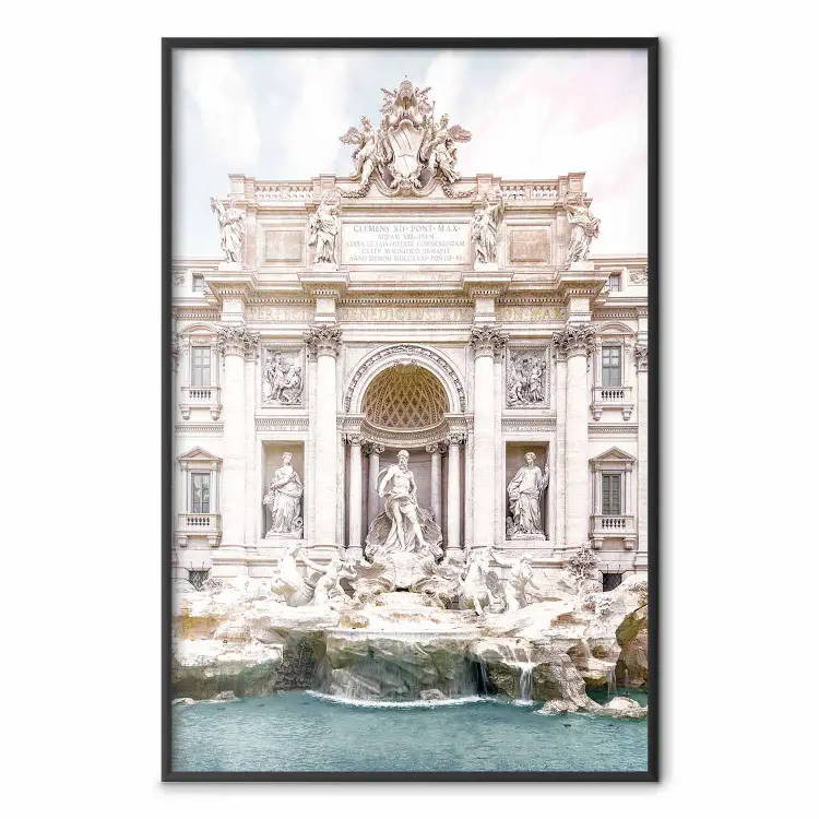 Fontanna di Trevi - jasna kompozycja z rzymską architekturą i rzeźbami