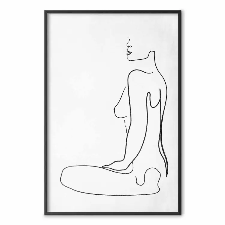 Kobieca forma - czarny akt kobiety w formie line art na białym tle