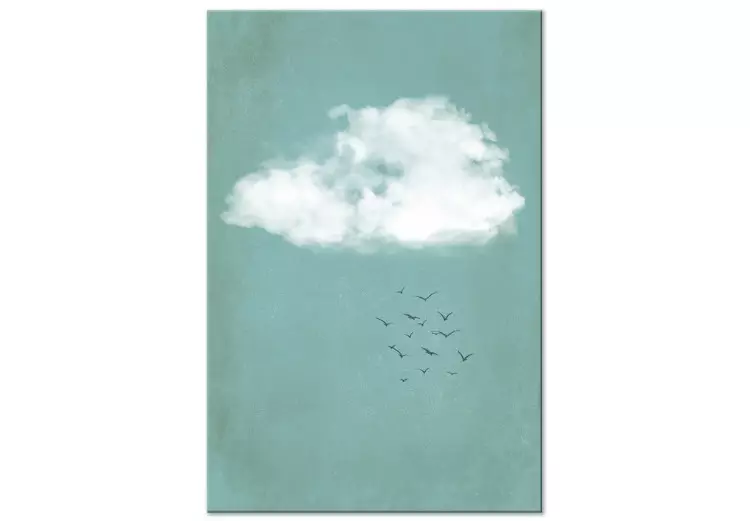Chmury i ptaki - pastelowy pejzaż nieba w stylu japandi