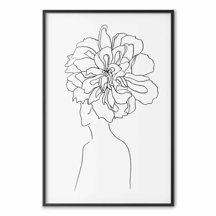Centrum wspomnień - abstrakcyjny line art kobiety z kwiatami na głowie
