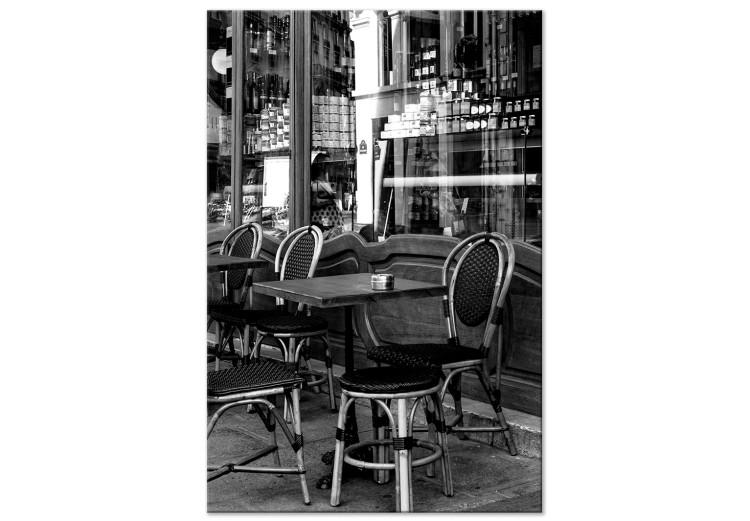 Obraz na płótnie Kawiarnia w Paryżu - czarno-biała fotografia francuskiej stolicy