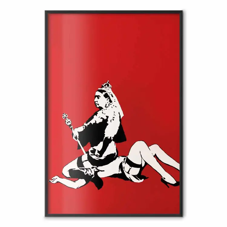 Królowa - kompozycja kobiety siedzącej na dziewczynie w stylu Banksy