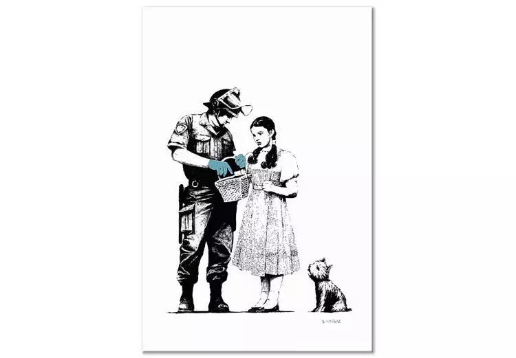 Dziewczyna, pies i policjant - młodzieżowa grafika w stylu street art