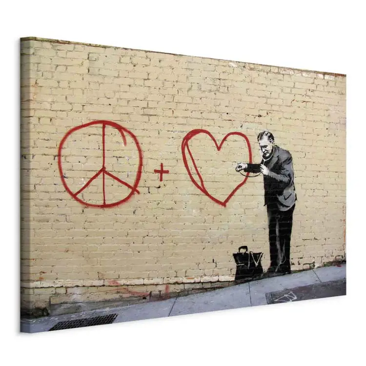 Lekarz pacyfista (Banksy) - street art mężczyzny na ceglanej ścianie