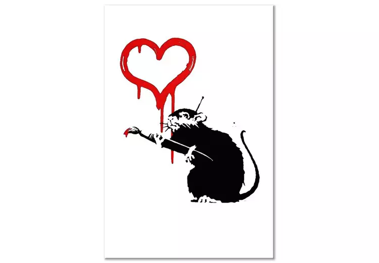 Love Rat (1-częściowy) pionowy - street art szczura jako malarza serc