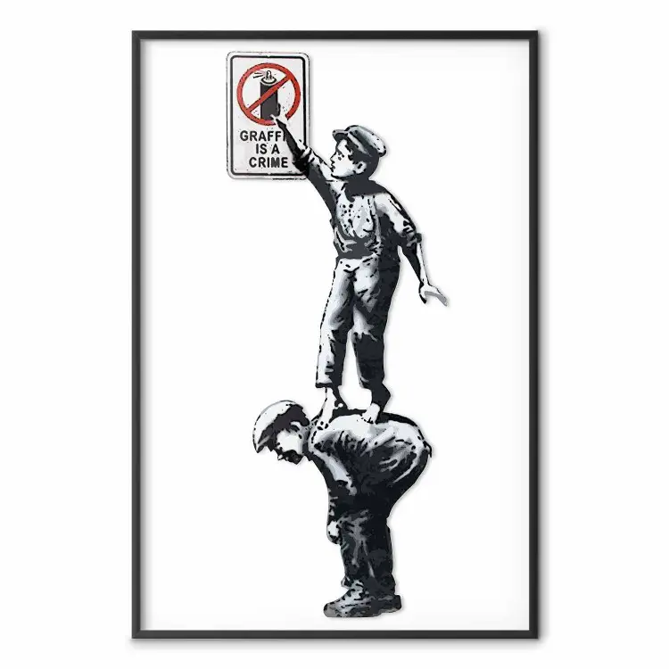 Graffiti is a crime - czarni ludzie pokazujący tabliczkę na białym tle