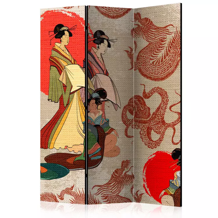 Gejsze (3-częściowy) - kobiety w kimonach na orientalnej kompozycji