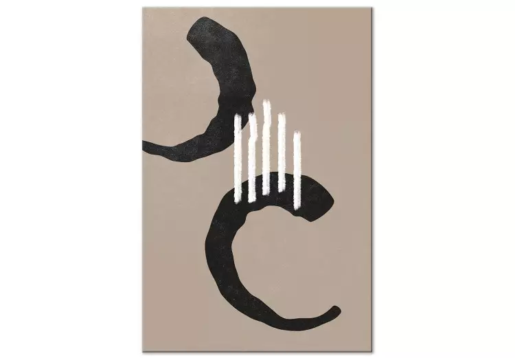 Czarne półokręgi - abstrakcja w stylu scandi boho na beżowym tle