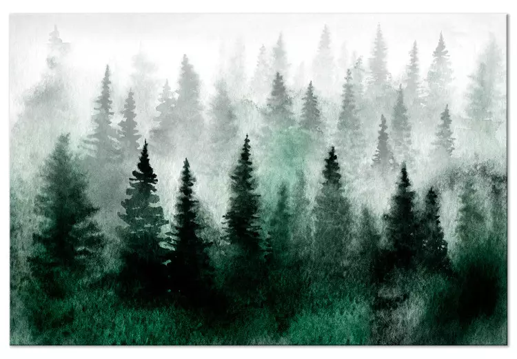 Mglisty las Skandynawii (1-częściowy) szeroki - pejzaż drzew we mgle