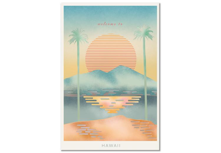 Obraz na płótnie Powitanie na Hawajach - rysunkowy wizerunek wysp hawajskich w słońcu