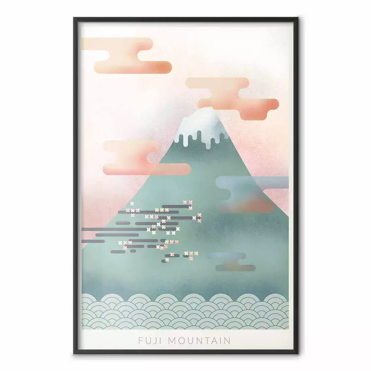 Góra Fudżi - abstrakcyjna kompozycja pastelowej góry na tle nieba