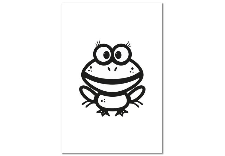 Obraz na płótnie Mała żabka - rysunkowy wizerunek uśmiechniętej płaza w czerni i bieli