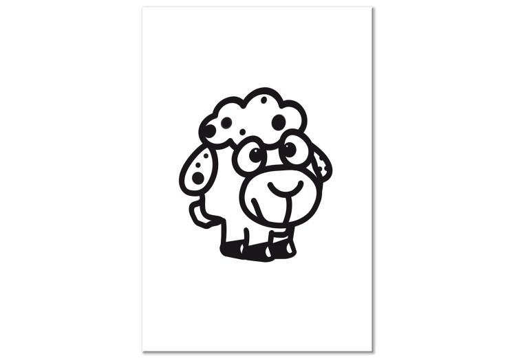 Obraz na płótnie Owieczka - rysunkowy wizerunek uśmiechniętego zwierzątka na białym tle
