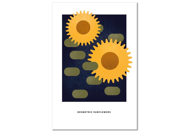 Obraz na płótnie Mechaniczne słoneczniki - abstrakcyjny motyw na granatowym tle