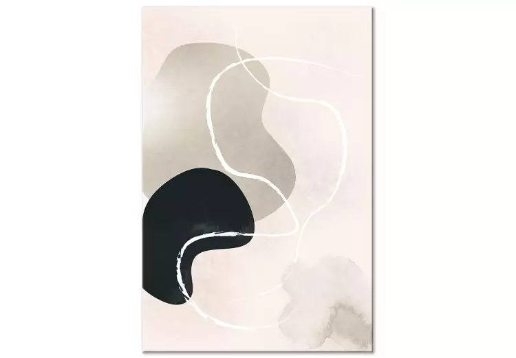 Szare i czarne smugi z białą nitką - abstrakcja w stylu scandi boho