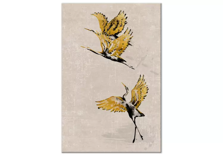 Złote żurawie - kompozycja stylizowana na styl japoński w beżach
